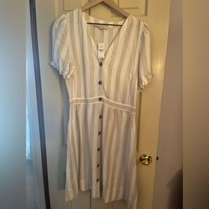 LOFT Sand and White Stripped Sundress